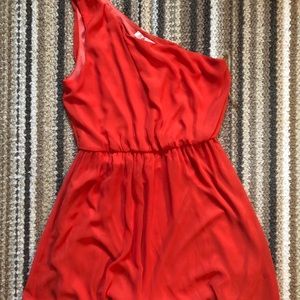 Beautiful Coral One Shoulder Dress